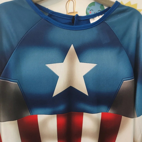 Marvel Captain American Halloween Costume in Size 8/10 Medium - Jumpsuit Only - Picture 2 of 11